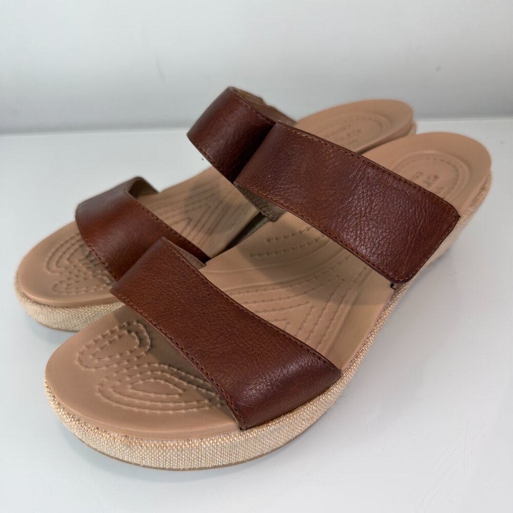 Crocs A-Leigh 2-Strap Mini Wedge Sandal Womens Size 8 - Picture 2 of 14